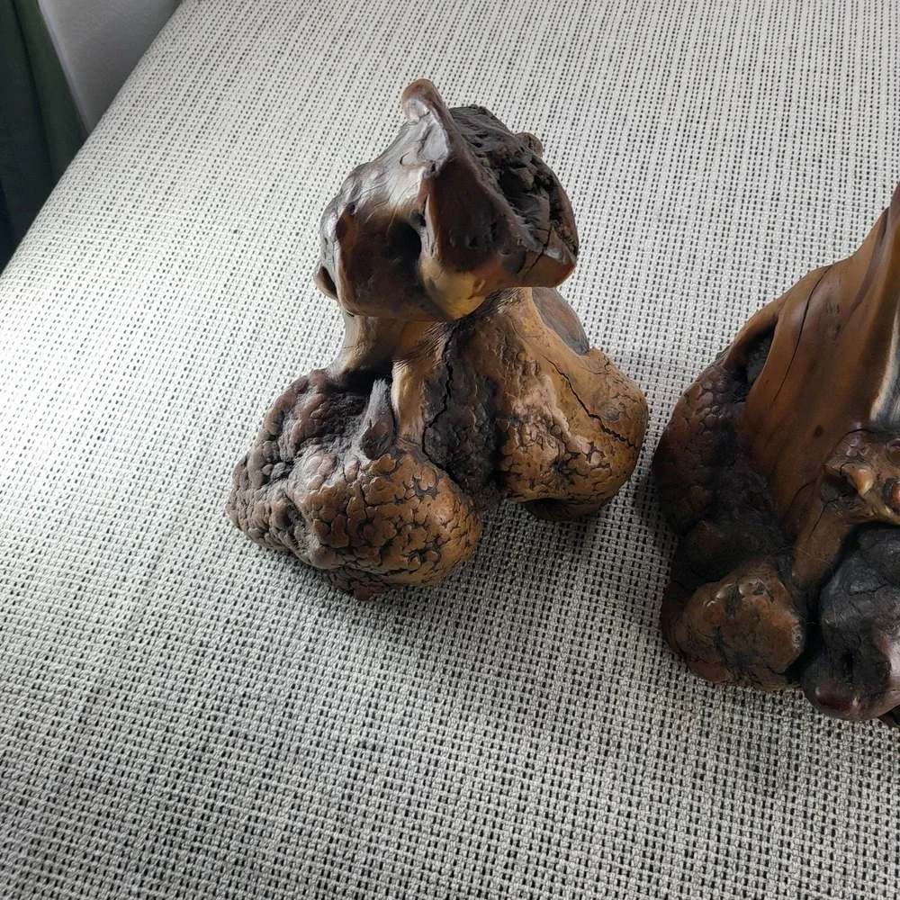 Rustic Natural Wood Burl Root‎ Bookends Pair Brown Organic Primitive Decor